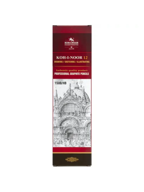 Карандаш чернографитный KOH-I-NOOR 1500, 1 шт., HB, корпус желтый, заточенный, 15000HB01170RU