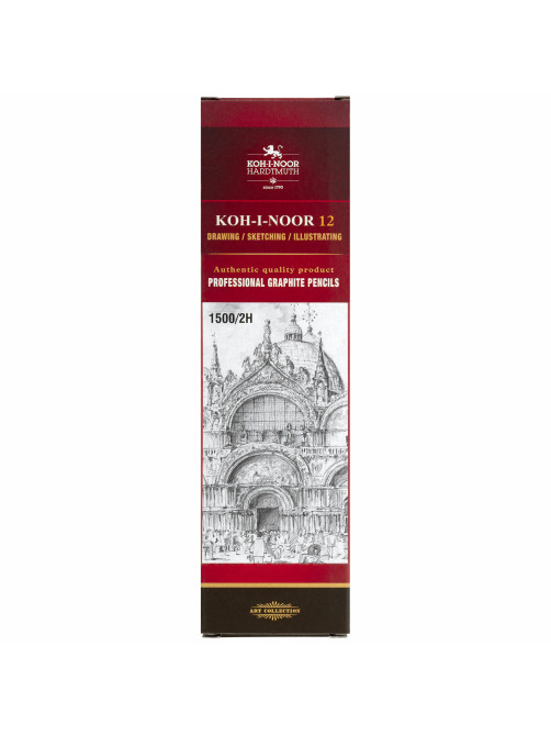 Карандаш чернографитный KOH-I-NOOR 1500, 1 шт., 2H, корпус желтый, заточенный, 150002H01170RU