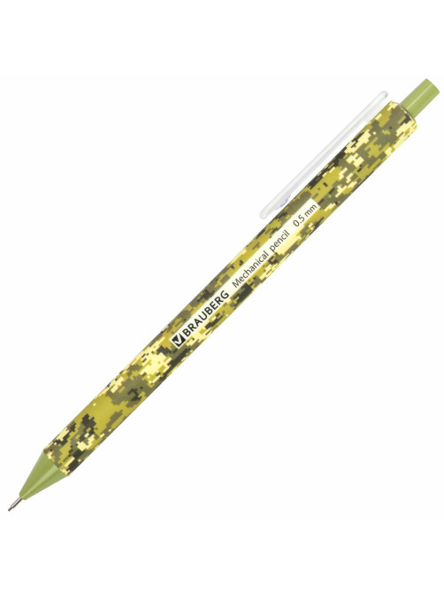 Карандаш механический 0,5 мм, BRAUBERG SOFT PRINT MILITARY, HB, корпус soft-touch ассорти, 181959