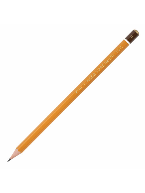 Карандаш чернографитный KOH-I-NOOR 1500, 1 шт., H, корпус желтый, заточенный, 150000H01170RU