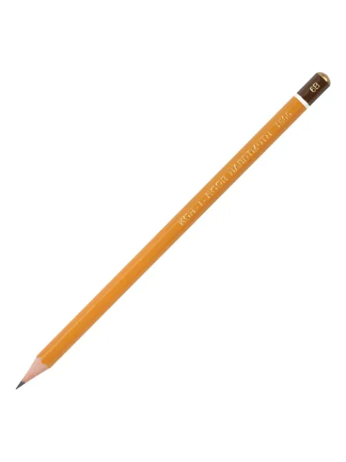 Карандаш чернографитный KOH-I-NOOR 1500, 1 шт., 6B, корпус желтый, заточенный, 150006B01170RU