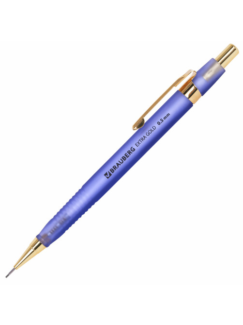 Карандаш механический 0,5 мм, HB, BRAUBERG EXTRA GOLD, ластик, корпус SOFT TOUCH, ассорти, 181963