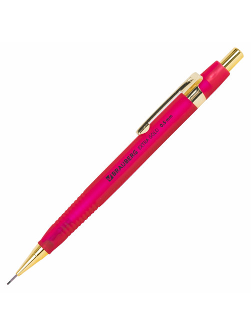 Карандаш механический 0,5 мм, HB, BRAUBERG EXTRA GOLD, ластик, корпус SOFT TOUCH, ассорти, 181963