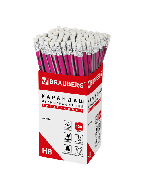 Карандаш чернографитный BRAUBERG, 1 шт., 