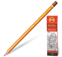 Карандаш чернографитный KOH-I-NOOR 1500, 1 шт., 6H, корпус желтый, заточенный, 150006H01170