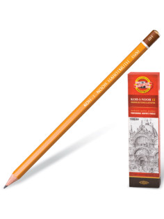 Карандаш чернографитный KOH-I-NOOR 1500, 1 шт., 6H, корпус желтый, заточенный, 150006H01170