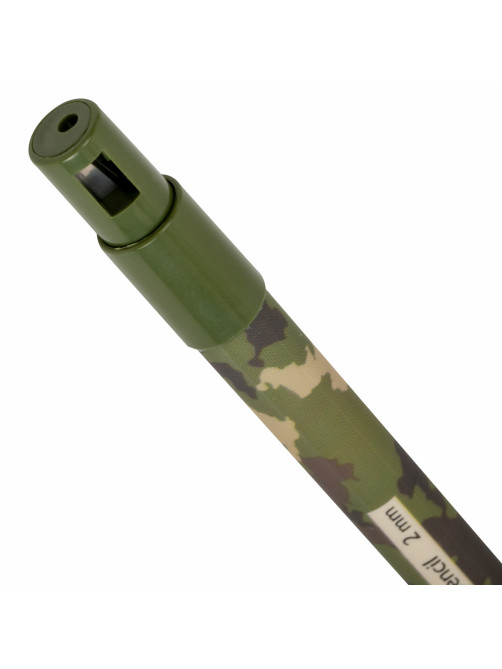 Карандаш механический цанговый 2 мм, BRAUBERG PRINT MILITARY, HB, встроенная точилка, корпус ассорти, 181962