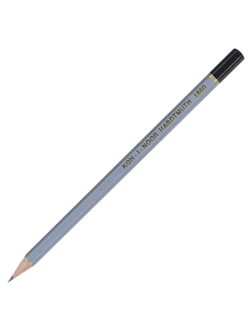 Карандаш чернографитный KOH-I-NOOR 1860, 1 шт., 2B, корпус серый, 186002B00104