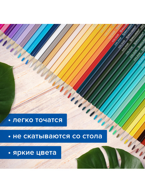 Карандаши цветные супермягкие яркие BRAUBERG MAX, 50 цветов, трехгранные, грифель 3,3 мм, натуральное дерево, 181860