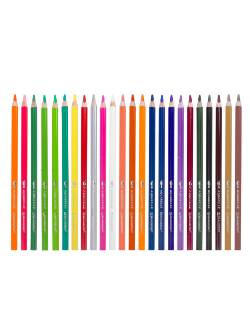 Карандаши цветные акварельные BRAUBERG PREMIUM AQUARELLE, 24 цвета, трехгранные, утолщенный грифель 4 мм, натуральное дерево, 181673