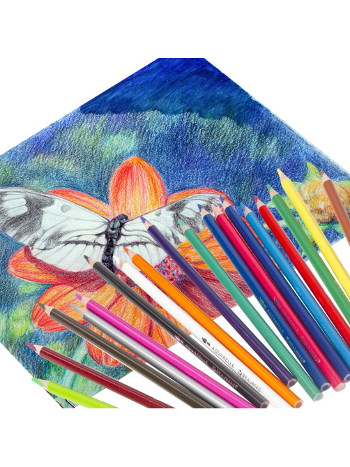 Карандаши цветные акварельные BRAUBERG PREMIUM AQUARELLE, 18 цветов, трехгранные, утолщенный грифель 4 мм, натуральное дерево, 181672