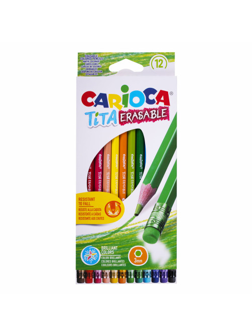Карандаши цветные стираемые с резинкой CARIOCA 