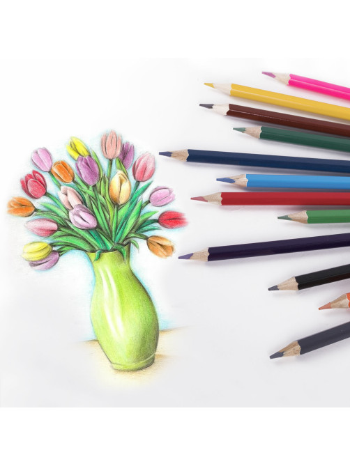 Карандаши цветные стираемые с ластиком BRAUBERG ERASABLE, 12 цветов, шестигранные, грифель 3 мм, натуральное дерево, 181932