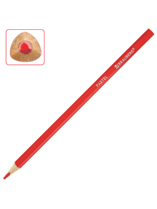 Карандаши цветные BRAUBERG PASTEL, 24 пастельных цвета, трехгранные, грифель 3 мм, натуральное дерево, 181851