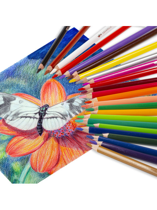 Карандаши цветные акварельные BRAUBERG PREMIUM AQUARELLE, 36 цветов, трехгранные, утолщенный грифель 4 мм, натуральное дерево, 181674