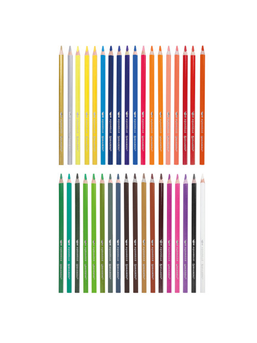 Карандаши цветные акварельные BRAUBERG PREMIUM AQUARELLE, 36 цветов, трехгранные, утолщенный грифель 4 мм, натуральное дерево, 181674