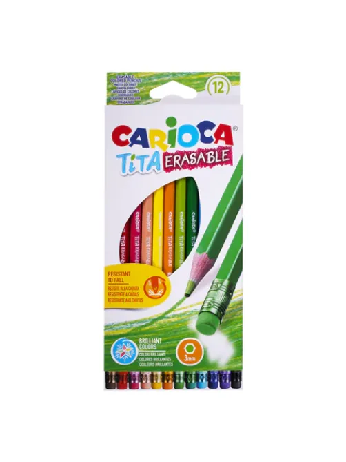 Карандаши цветные стираемые с резинкой CARIOCA 