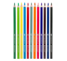 Карандаши цветные акварельные BRAUBERG PREMIUM AQUARELLE, 12 цветов, трехгранные, утолщенный грифель 4 мм, натуральное дерево, 181671