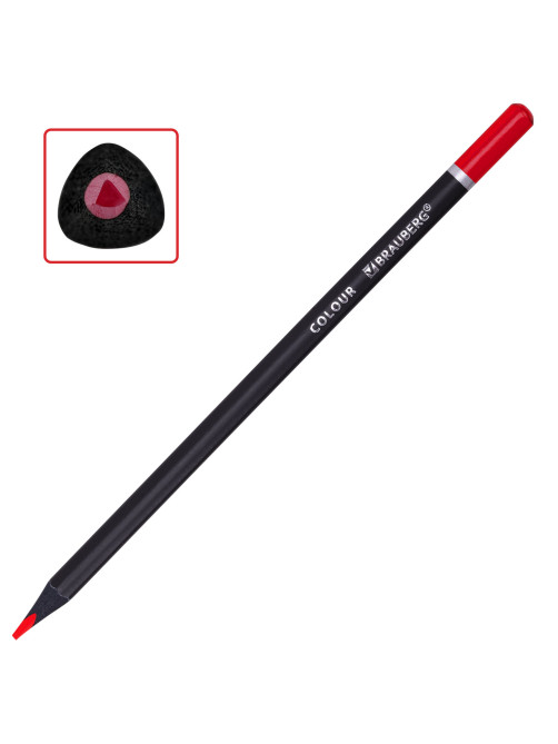 Карандаши цветные чёрное дерево BRAUBERG BLACK WOOD, 24 цвета, трехгранные, мягкий грифель 3 мм, 181949