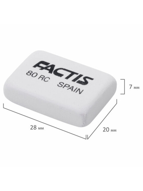 Ластик FACTIS 80 RC (Испания), 28х20х7 мм, белый, прямоугольный, CNF80RC