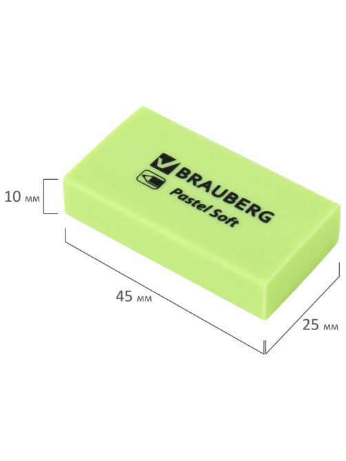 Ластики BRAUBERG PASTEL SOFT НАБОР 6 шт., размер ластика 45х25х10 мм, экологичный ПВХ, 271340
