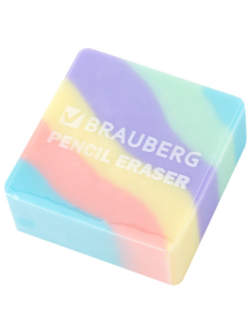 Ластик кросс-серия PASTEL, 34х34х14 мм, квадратный, ассорти, ЭКО ПВХ, BRAUBERG, 273210