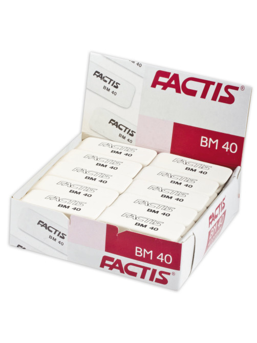 Ластик FACTIS BM 40 (Испания), 52х20х7 мм, белый, прямоугольный, скошенные края, CNFBM40
