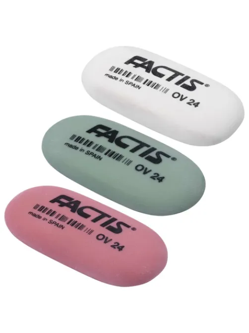 Ластик FACTIS OV 24 (Испания), 49х24х9 мм, цвет ассорти, овальный, мягкий, CMFOV24