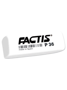 Ластик FACTIS P 36 (Испания), 56х20х9 мм, белый, прямоугольный, скошенные края, CPFP36B