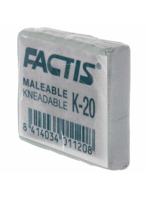 Ластик-клячка художественный FACTIS K 20 (Испания), 37х29х10 мм, супермягкий, серый, CCFK20