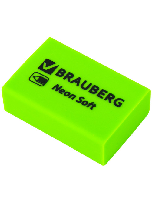 Ластики BRAUBERG NEON SOFT НАБОР 12 штук, размер ластика 31х20х10 мм, экологичный ПВХ, 271339