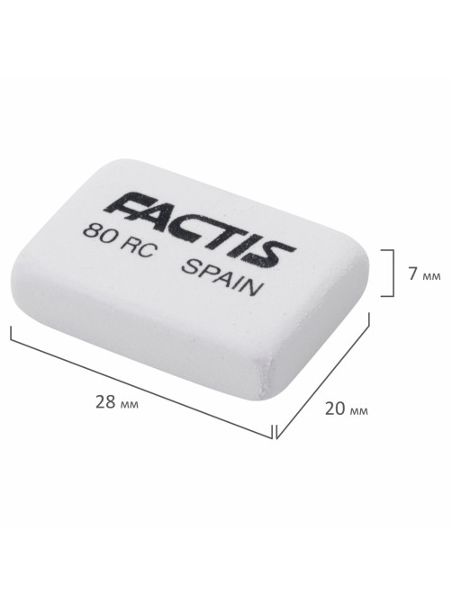 Ластик FACTIS 80 RC (Испания), 28х20х7 мм, белый, прямоугольный, CNF80RC