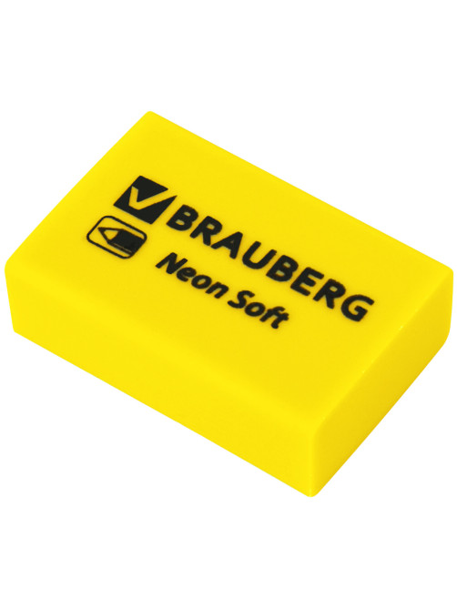 Ластики BRAUBERG NEON SOFT НАБОР 12 штук, размер ластика 31х20х10 мм, экологичный ПВХ, 271339