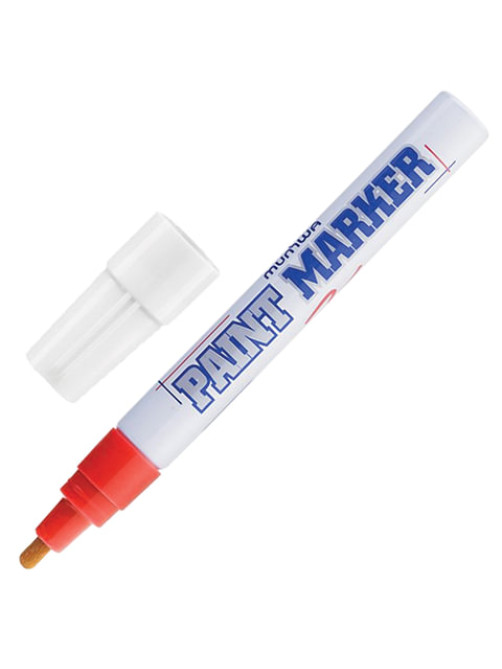 Маркер-краска лаковый (paint marker) MUNHWA, 4 мм, КРАСНЫЙ, нитро-основа, алюминиевый корпус, PM-03