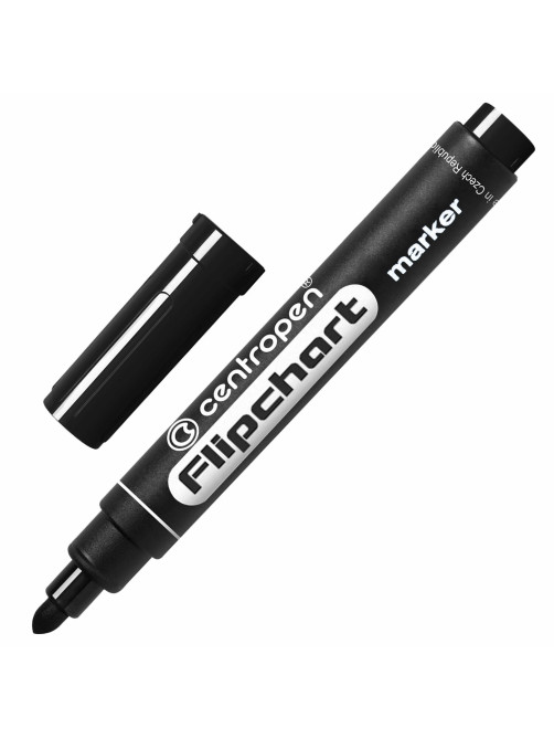 Маркер для бумажного флипчарта ЧЕРНЫЙ CENTROPEN, НЕПРОПИТЫВАЮЩИЙ, 2,5 мм, 8550, 5 8550 0112
