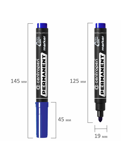 Маркер перманентный CENTROPEN 8566, СИНИЙ, круглый наконечник, 2,5 мм, 5 8566 0106