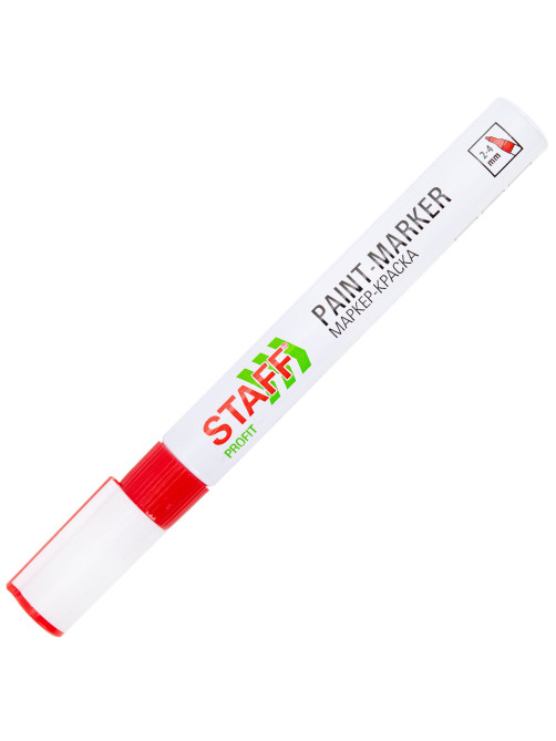 Маркер-краска лаковый (paint marker) 2-4 мм, КРАСНЫЙ, НИТРО-ОСНОВА, STAFF PROFIT, для любых поверхностей, 152582