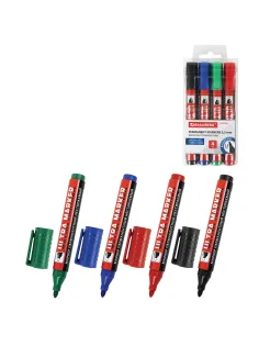 Маркеры перманентные BRAUBERG ULTRA MARKER, НАБОР 4 ЦВЕТА, круглый наконечник 3,5 мм, 152208