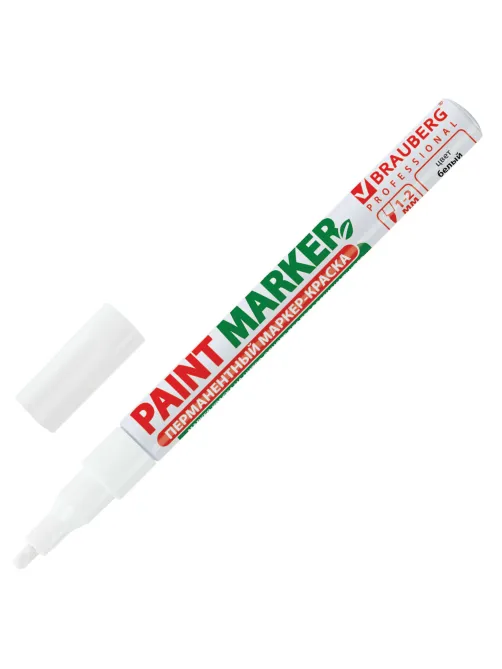 Маркер-краска лаковый (paint marker) 2 мм, БЕЛЫЙ, БЕЗ КСИЛОЛА (без запаха), алюминий, BRAUBERG PROFESSIONAL, 150869