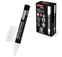 Маркер меловой CHALK LIQUID MARKER, БЕЛЫЙ, 3 мм, стираемый, BRAUBERG 