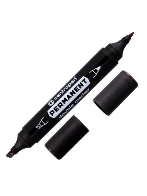 Маркер перманентный двусторонний CENTROPEN 1666, ЧЕРНЫЙ, круглый/скошенный, 1/1-4 мм, 616660112
