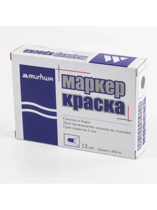 Маркер-краска лаковый (paint marker) MUNHWA, 4 мм, ЧЕРНЫЙ, нитро-основа, алюминиевый корпус, PM-01