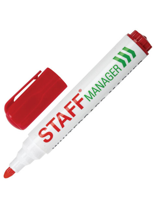 Маркер стираемый для белой доски КРАСНЫЙ, STAFF 