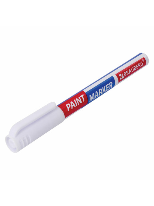 Маркер-краска лаковый EXTRA (paint marker) 1 мм, БЕЛЫЙ, УСИЛЕННАЯ НИТРО-ОСНОВА, BRAUBERG, 151959