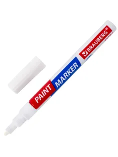 Маркер-краска лаковый EXTRA (paint marker) 2 мм, БЕЛЫЙ, УСИЛЕННАЯ НИТРО-ОСНОВА, BRAUBERG, 151967