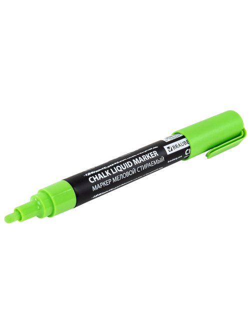 Маркер меловой CHALK LIQUID MARKER, ЗЕЛЕНЫЙ, 3 мм, стираемый, BRAUBERG 