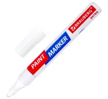 Маркер-краска лаковый EXTRA (paint marker) 4 мм, БЕЛЫЙ, УСИЛЕННАЯ НИТРО-ОСНОВА, BRAUBERG, 151978