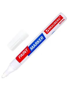 Маркер-краска лаковый EXTRA (paint marker) 4 мм, БЕЛЫЙ, УСИЛЕННАЯ НИТРО-ОСНОВА, BRAUBERG, 151978