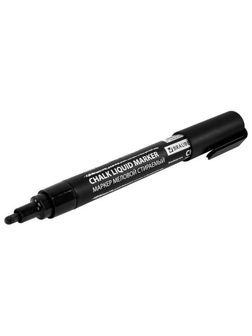 Маркер меловой CHALK LIQUID MARKER, ЧЕРНЫЙ, 3 мм, стираемый, BRAUBERG 