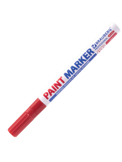 Маркер-краска лаковый (paint marker) 2 мм, КРАСНЫЙ, НИТРО-ОСНОВА, алюминиевый корпус, BRAUBERG PROFESSIONAL PLUS, 151440